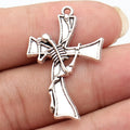 36x23mm 3g Antique Silver Zinc Alloy Skull Cross Charm Pendant for DIY Gothic Necklace Making