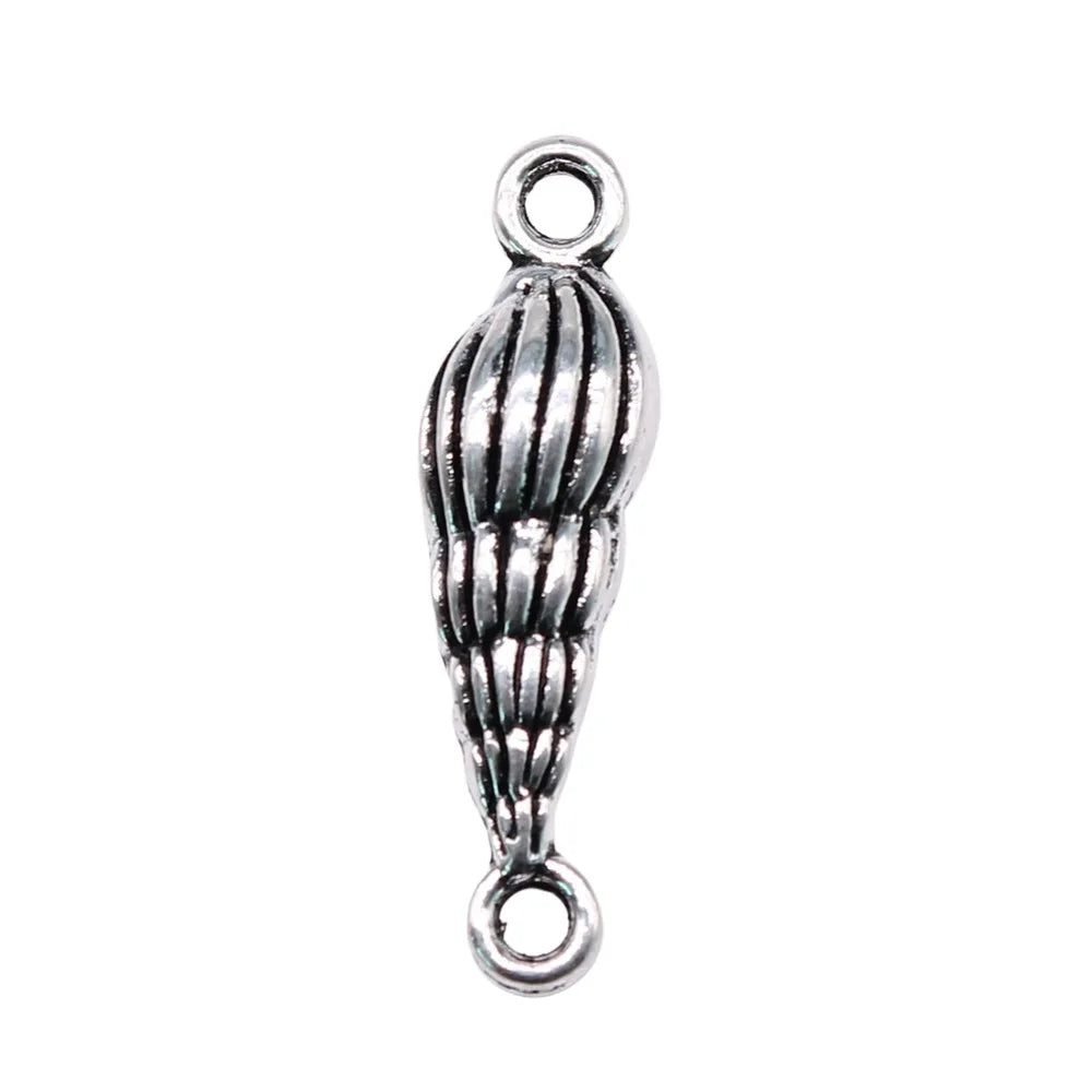 27x8mm 1.37g Antique Silver Zinc Alloy Conch Shell Connector Charm Pendant for DIY Jewelry Making