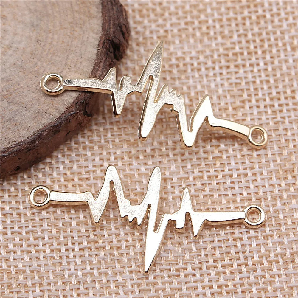 44x20mm 1.8g Multicolor Zinc Alloy Heartbeat ECG Connector Charm for DIY Bracelet Jewelry Making