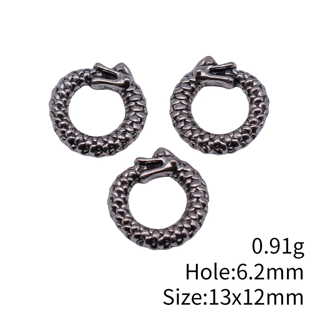 13x12mm 0.91g Antique Silver Zinc Alloy Ouroboros Dragon Ring Charm Pendant for DIY Jewelry Making