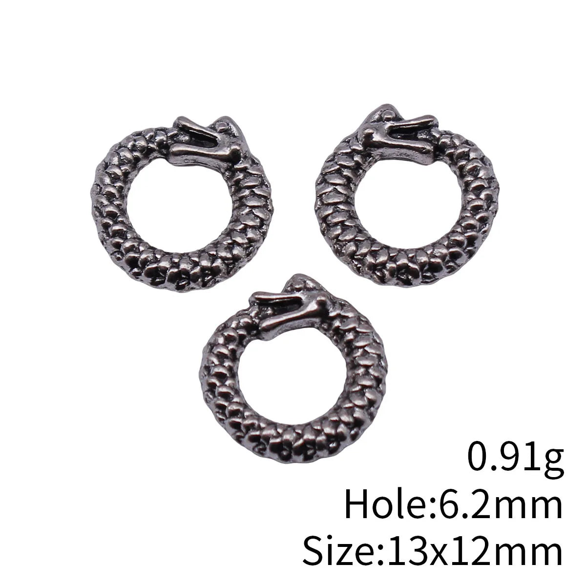 13x12mm 0.91g Antique Silver Zinc Alloy Ouroboros Dragon Ring Charm Pendant for DIY Jewelry Making