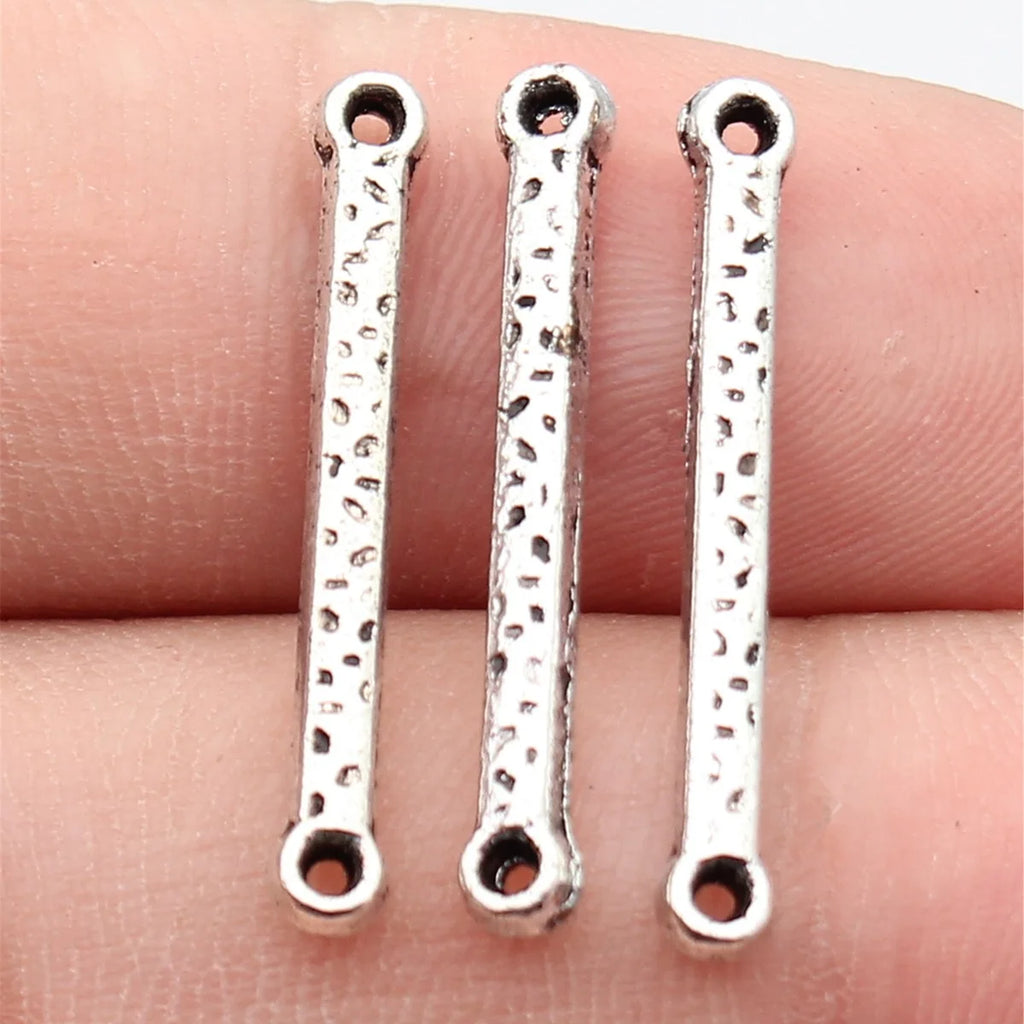 26x3.6x2.7mm 0.95g Multi-Color Zinc Alloy Hammered Long Bar Connector Charm for DIY Bracelet Jewelry Making