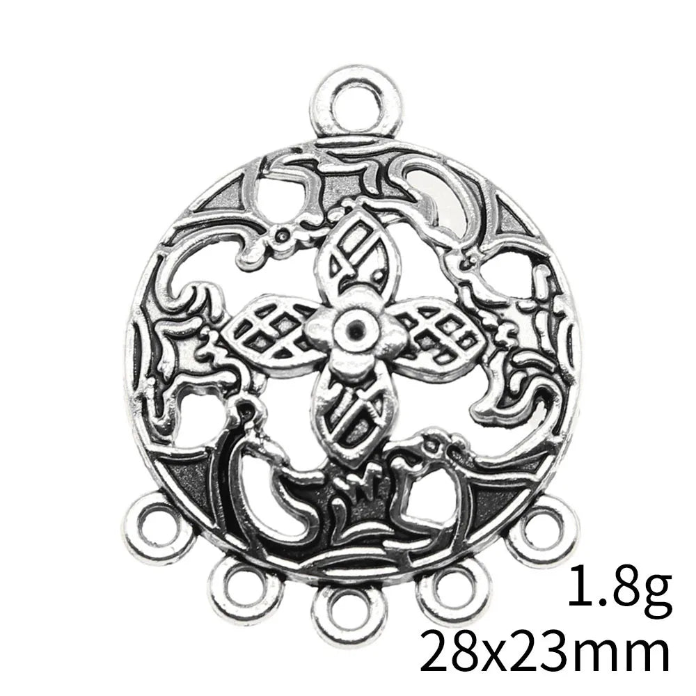 28x23mm 1.8g Antique silver zinc alloy earring connector charm jewelry findings for DIY earring making