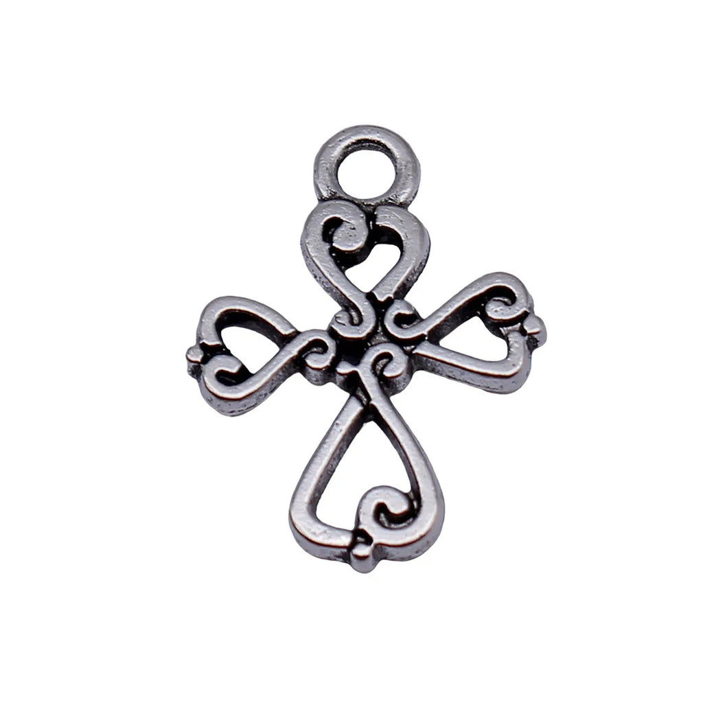 19x14mm 0.8g Antique Silver Zinc Alloy Hollow Cross charm pendant for DIY necklace jewelry making