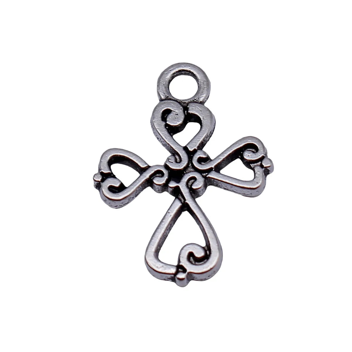 19x14mm 0.8g Antique Silver Zinc Alloy Hollow Cross charm pendant for DIY necklace jewelry making