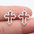 21x15mm 0.67g Antique Silver Zinc Alloy Hollow Cross Charm Pendant for DIY Necklace Bracelet