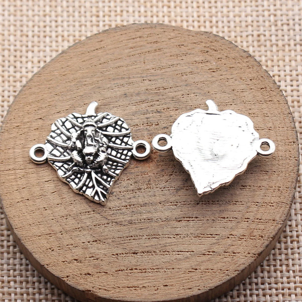 25x24mm 3g Multicolor Zinc Alloy Indian Elephant God Leaf Connector Charm for DIY Jewelry Making