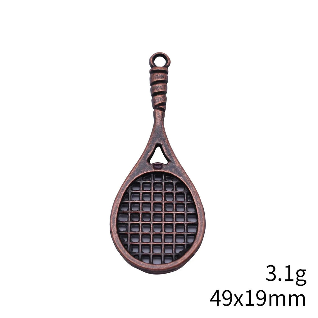49x19mm 3.1g Multicolor Zinc Alloy Tennis Racket Charm Pendant for DIY Sports Jewelry Making