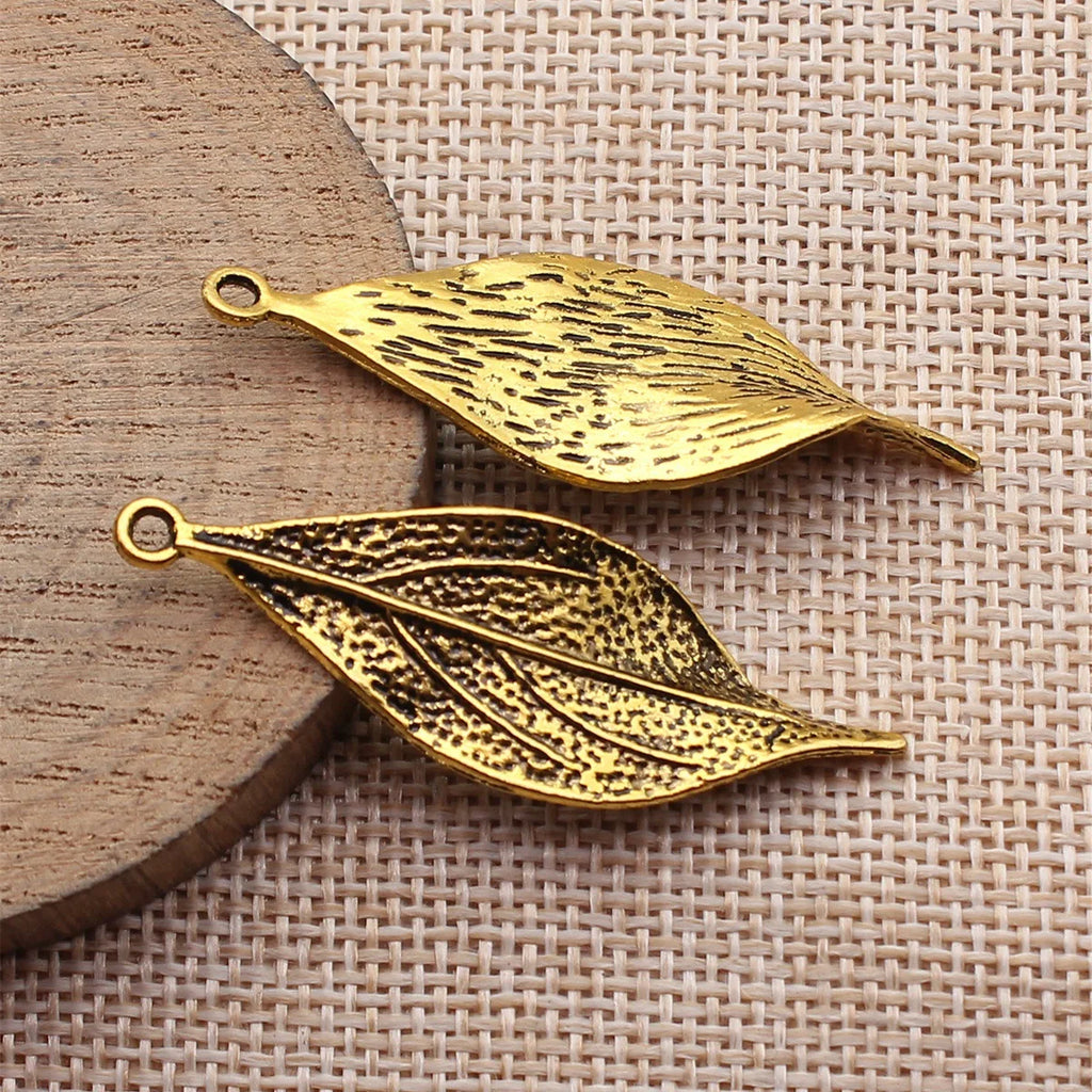 49x16mm 2.9g Multicolor Zinc Alloy Twisted Leaf Charm Pendant for DIY Necklace Bracelet Making