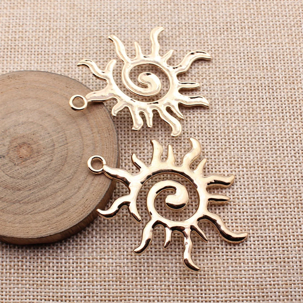 60x48mm 9.1g Multicolor Zinc Alloy Sun Charm Pendant for DIY Necklace Bracelet Earring Making