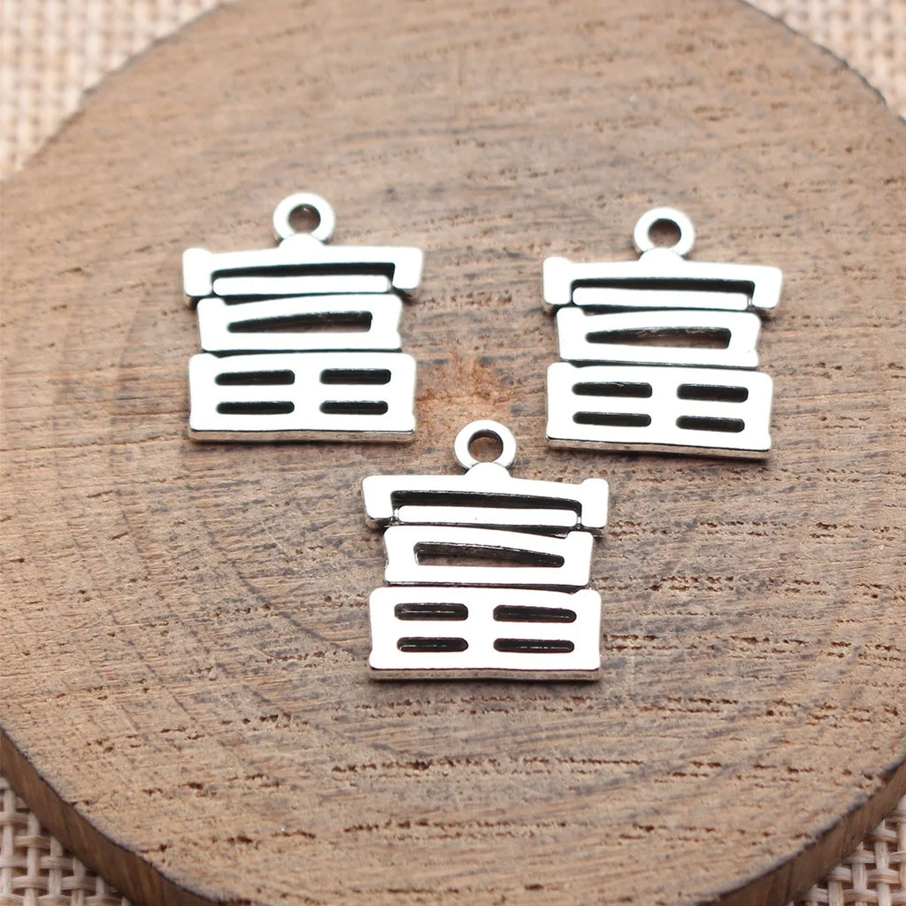 16x14mm 1.2g Antique Silver Zinc Alloy Wealth Character Charm Pendant for Bracelet Necklace Making