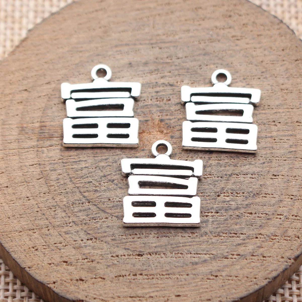 16x14mm 1.2g Antique Silver Zinc Alloy Wealth Character Charm Pendant for Bracelet Necklace Making