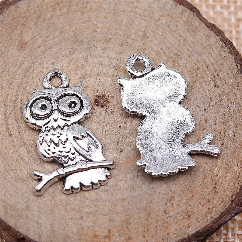22x15mm 1.5g Multicolor Zinc Alloy Owl Cat Charm Pendant for DIY Necklace Bracelet Jewelry Making