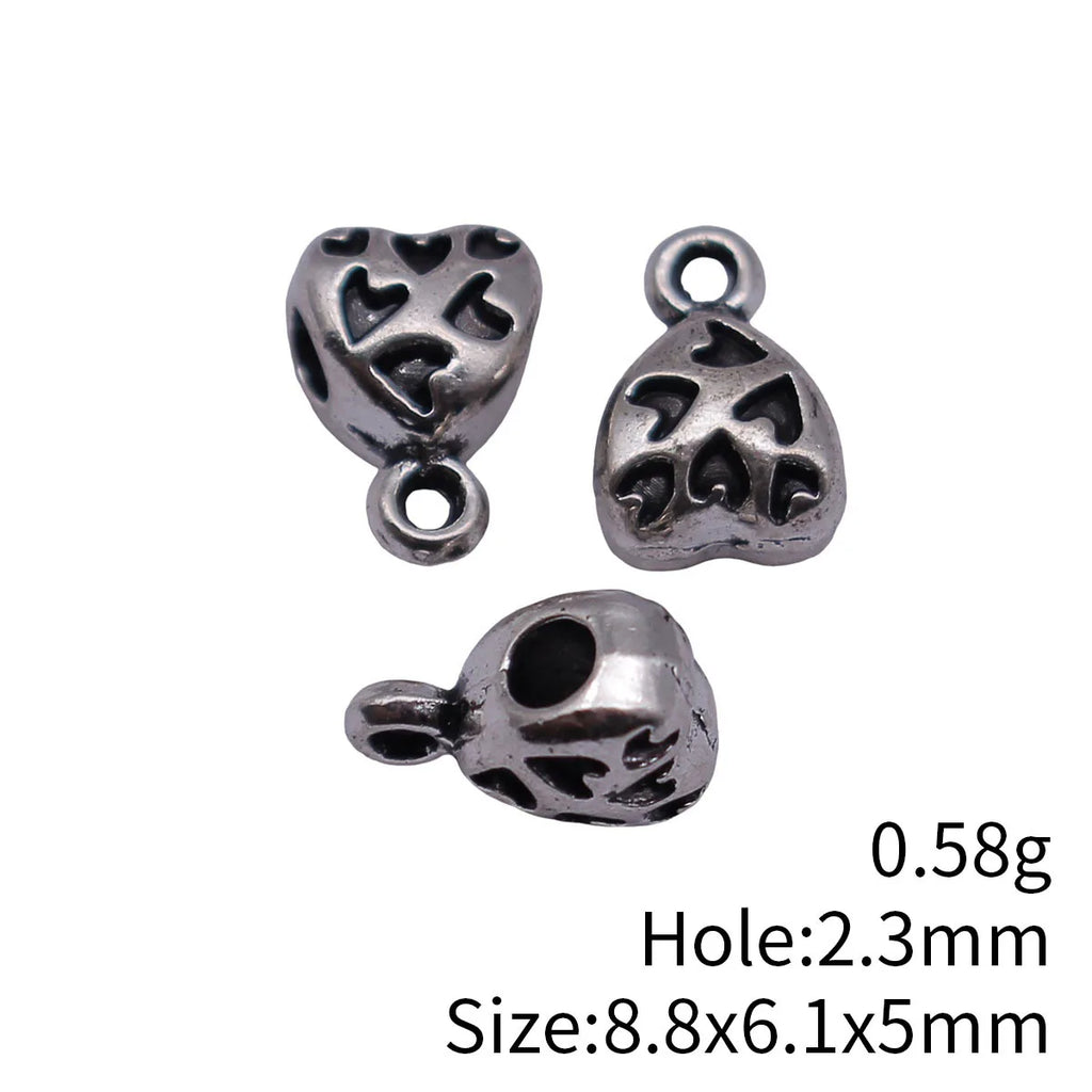 8.8x6.1x5mm 0.58g Antique Silver Zinc Alloy Heart Three Way Bail Bead Connector for Pendant Jewelry Making