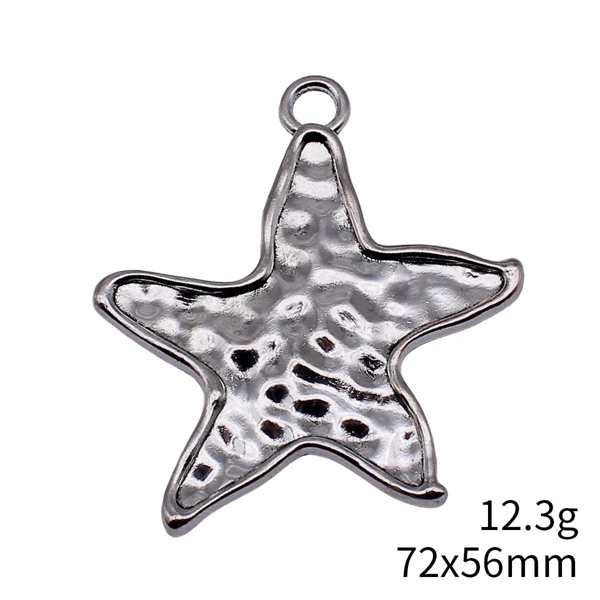 72x56mm 12.3g Antique Silver Zinc Alloy Hammered Starfish Charm Pendant for Beach Jewelry Making