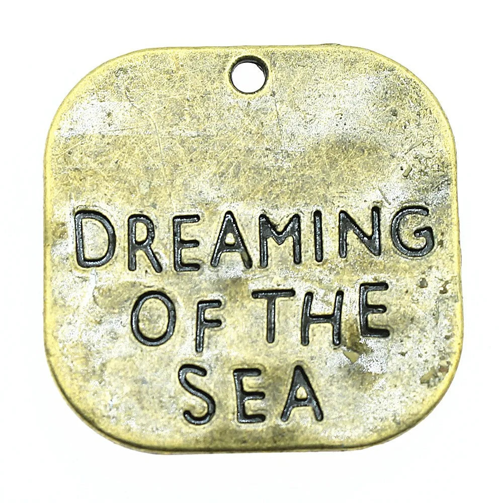 30x30mm 4.7g Antique Bronze Zinc Alloy Dreaming of the Sea Charm Pendant for DIY Necklace Making
