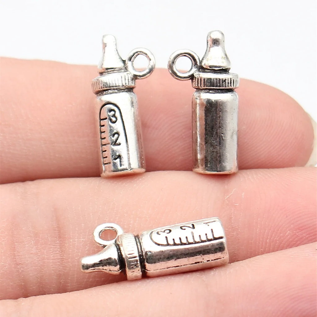 20x9.8x6.3mm 3.1g Antique Silver Zinc Alloy 3D Baby Bottle Charm Pendant for Bracelet Necklace Making