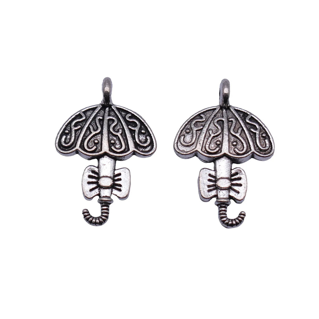 20x13mm 1.1g Antique Silver Zinc Alloy Bow Umbrella Side Hole Butterfly Charm Pendant for DIY Jewelry Making