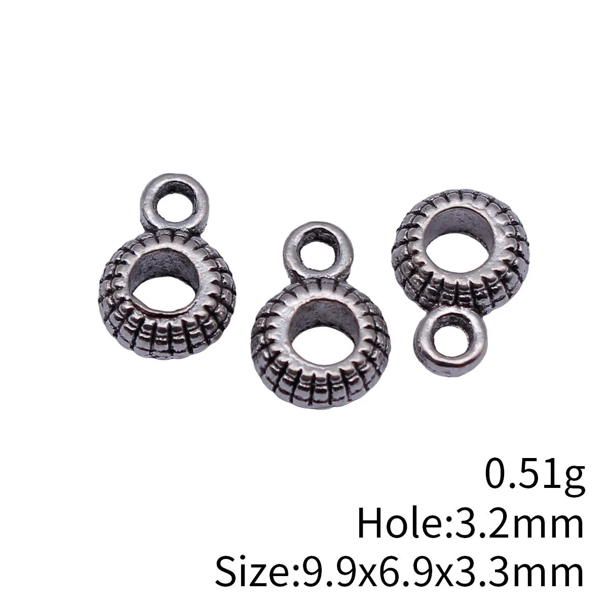 9.9x6.9x3.3mm 0.51g Antique Silver Zinc Alloy Textured Three-Hole Bail Connector for DIY Jewelry Making