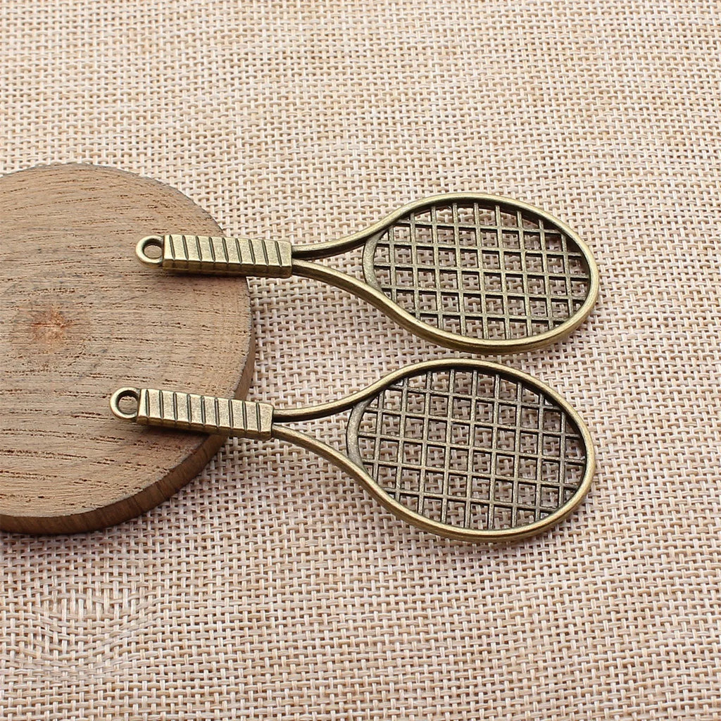78x31x4mm 9.9g Multicolor Zinc Alloy Tennis Racket charm pendant for DIY sports jewelry making