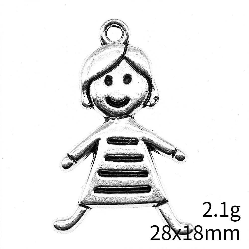 28x18mm 2.1g Antique Silver Zinc Alloy Little Girl Charm Pendant for Necklace Bracelet Making