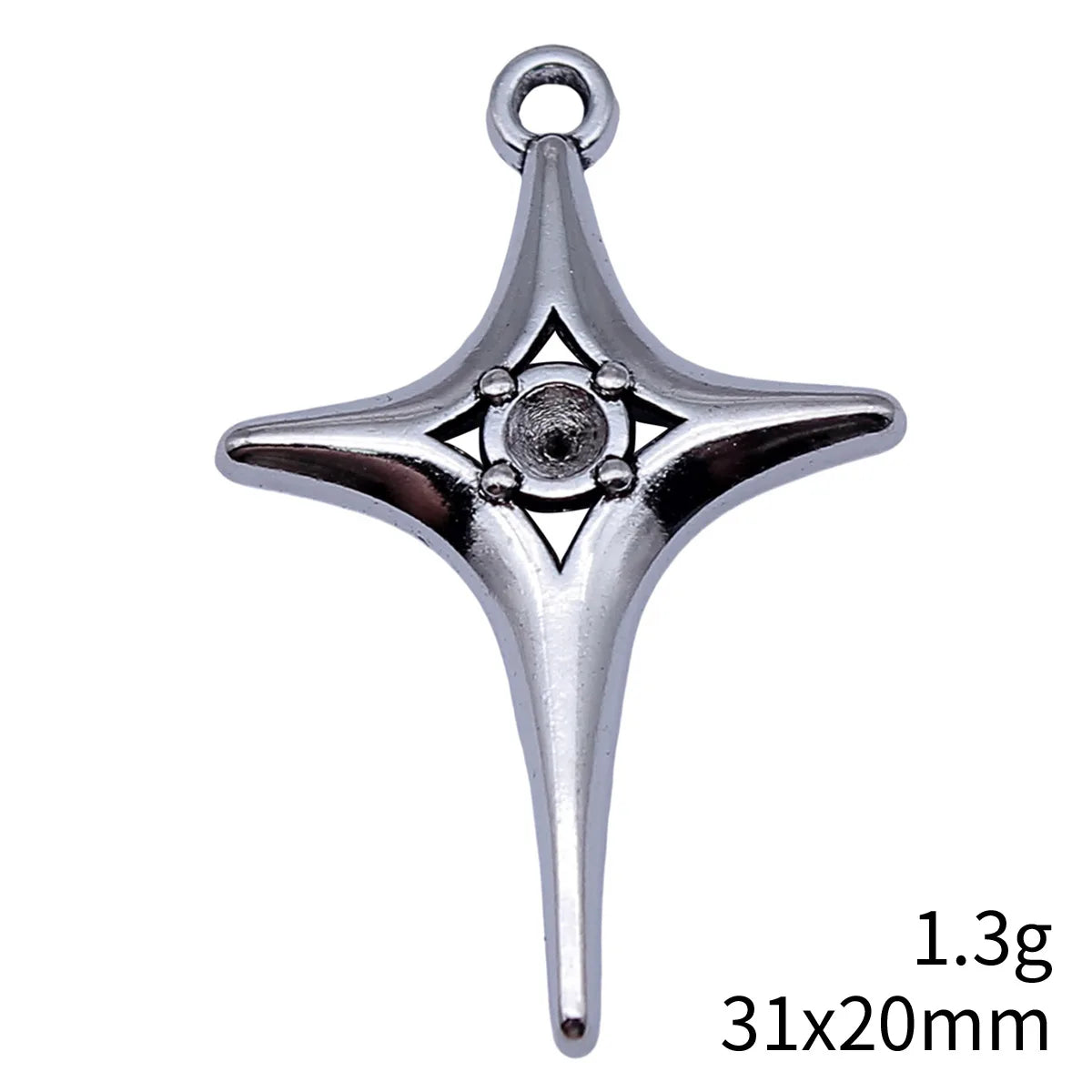 31x20mm 1.3g Antique Silver Zinc Alloy Four Point Starburst Charm Pendant for DIY Jewelry Making