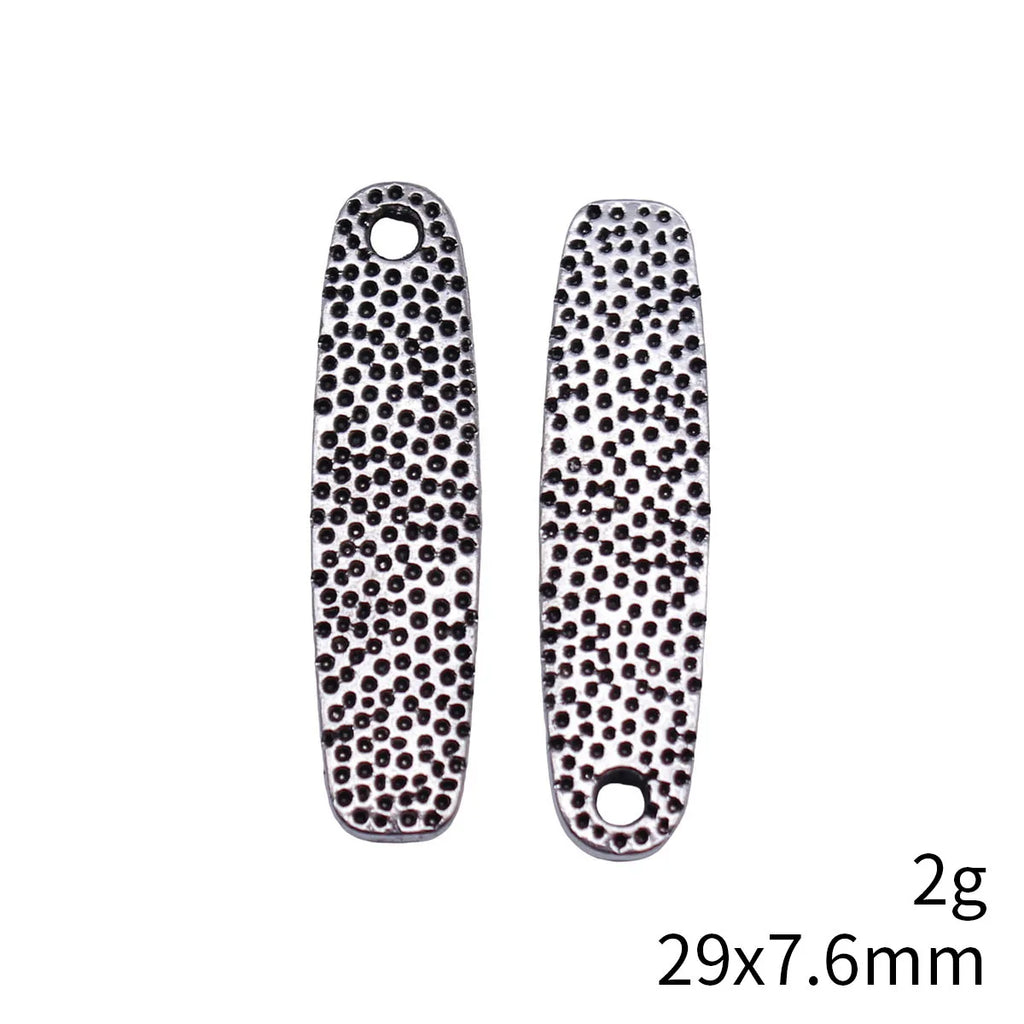 29x7.6mm 2g Antique Silver Zinc Alloy Double-Sided Dotted Long Bar Charm Pendant for DIY Jewelry Making
