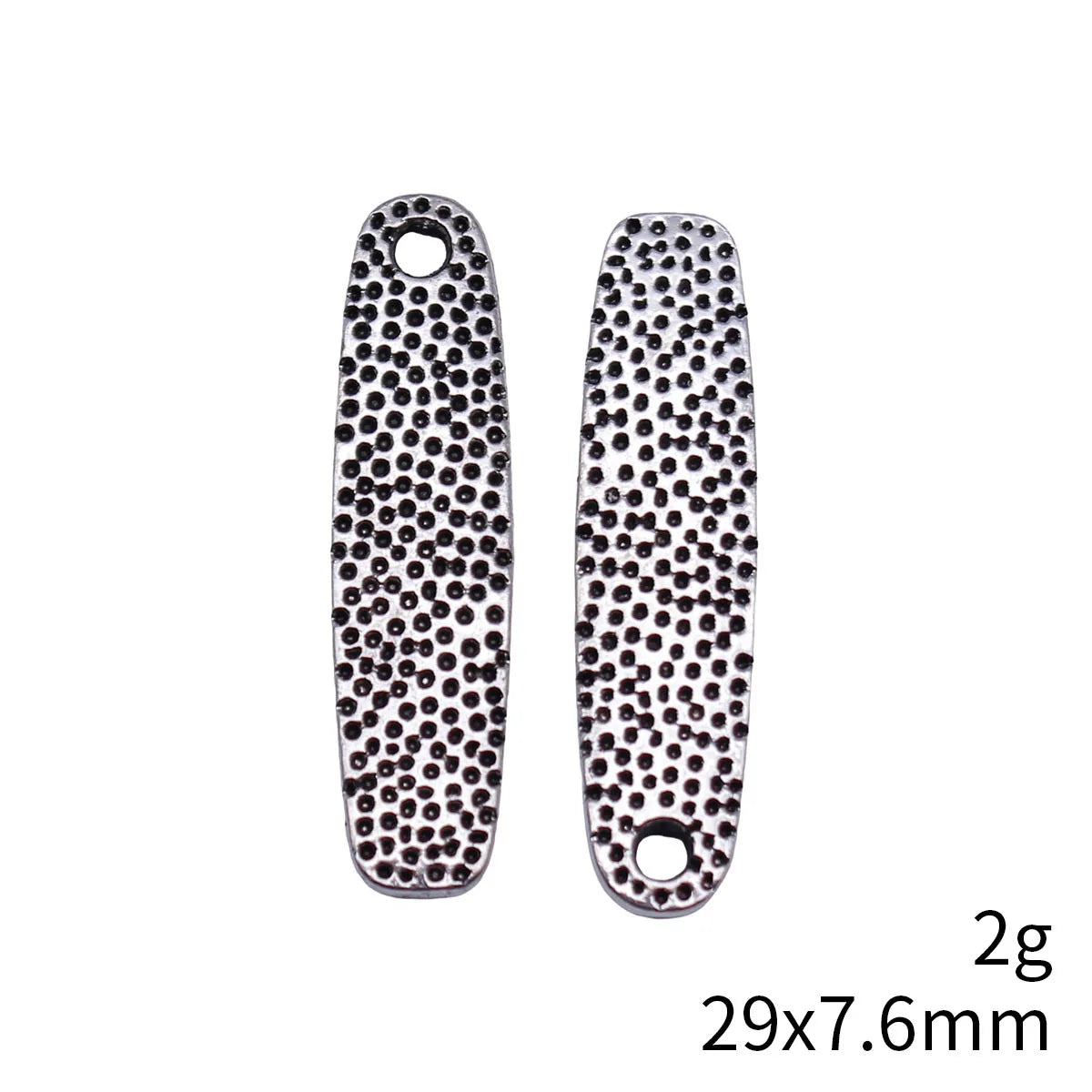 29x7.6mm 2g Antique Silver Zinc Alloy Double-Sided Dotted Long Bar Charm Pendant for DIY Jewelry Making