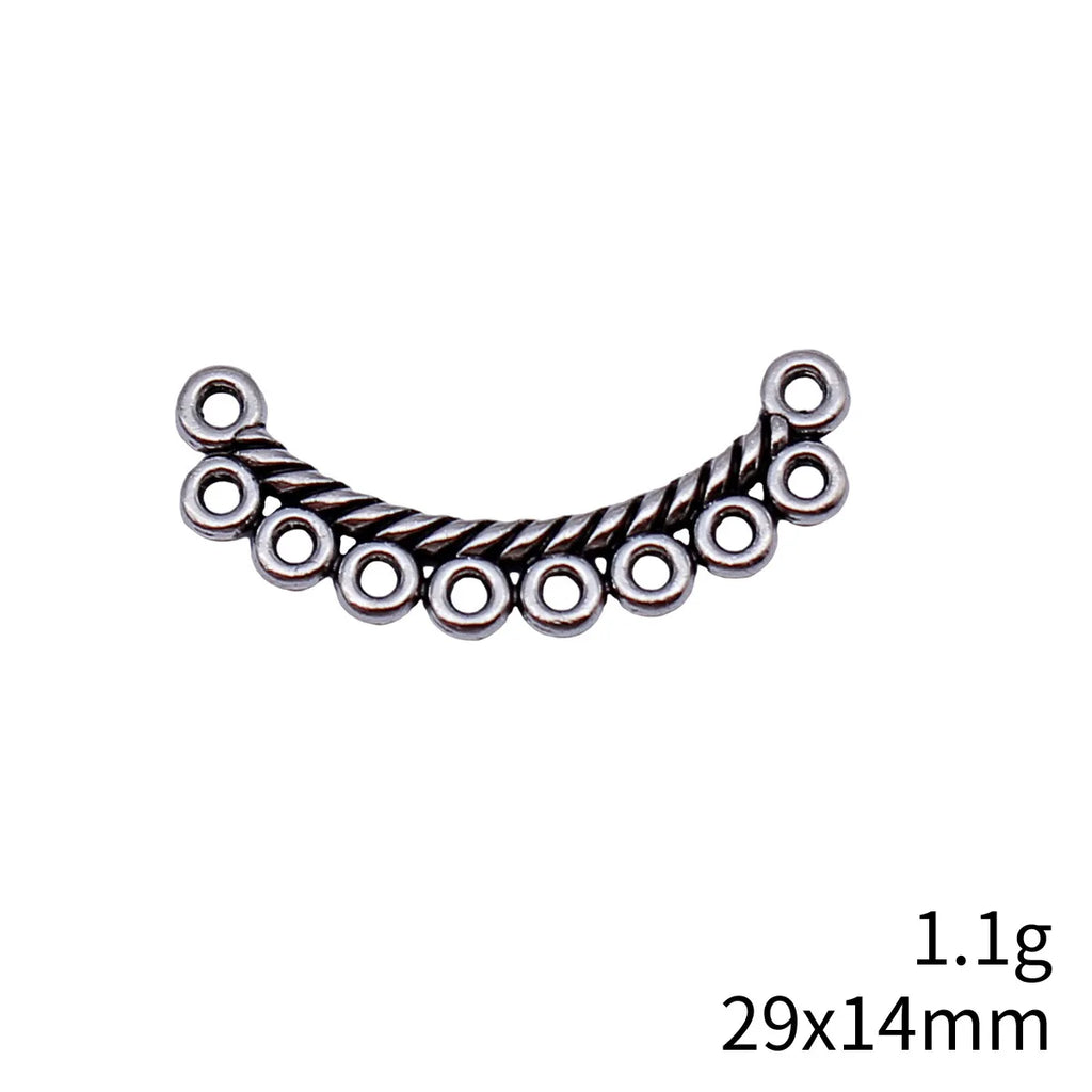 29x14mm 1.1g Antique Silver Zinc Alloy Multi Hole Earring Connector Charm for DIY Earrings