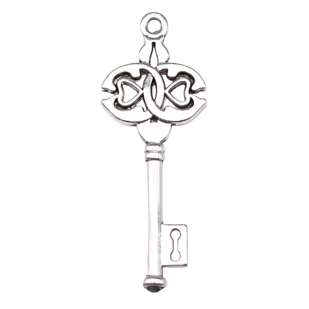 17x45mm 2.4g Antique Silver Zinc Alloy Key Charm Pendant for DIY Necklace Bracelet Jewelry Making