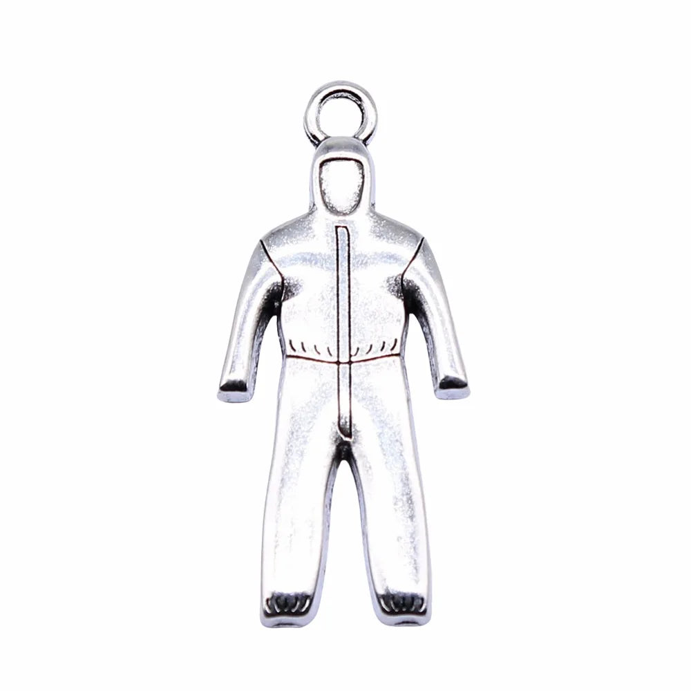 39x18mm 3.1g Antique Silver Zinc Alloy Protective Suit Charm Pendant for DIY Necklace Bracelet Making