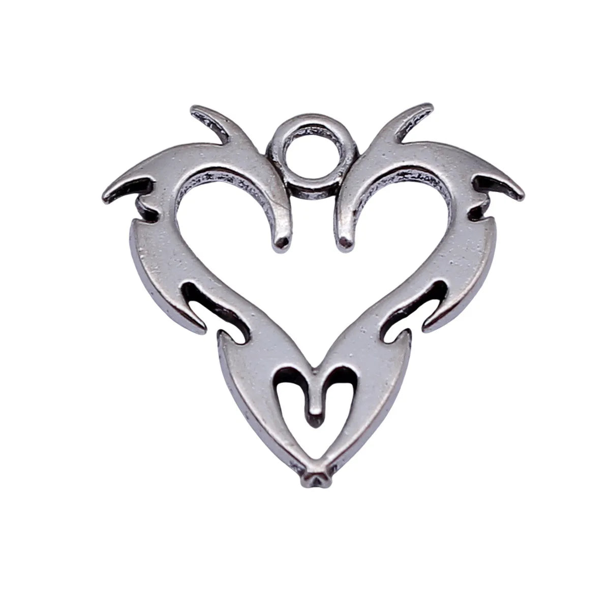 20x20mm 1.3g Antique Silver Zinc Alloy Heart Charm Pendant for DIY Necklace and Bracelet Making