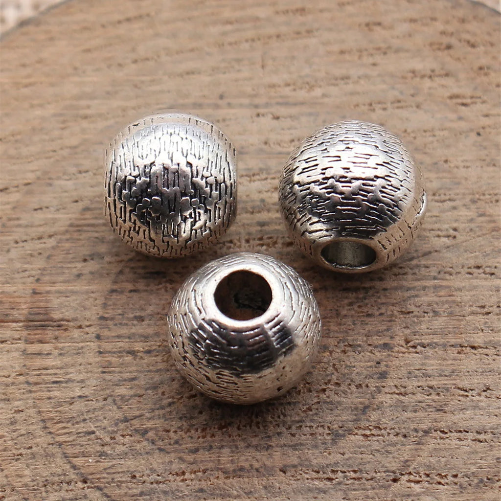 11x11x9.5mm 3.1g Multicolor Zinc Alloy Textured Round Spacer Beads Loose Metal Beads for DIY Bracelet Making
