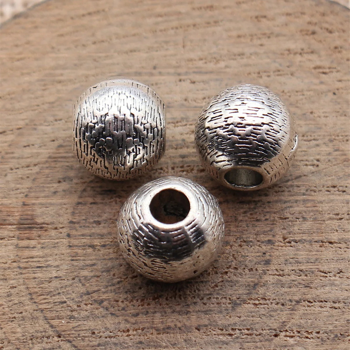 11x11x9.5mm 3.1g Multicolor Zinc Alloy Textured Round Spacer Beads Loose Metal Beads for DIY Bracelet Making