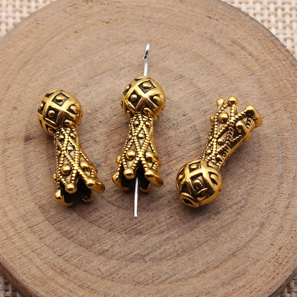 19x8x8mm 2.3g Antique Gold Zinc Alloy Imam Prayer Loose Metal Beads for Rosary Bracelet Making