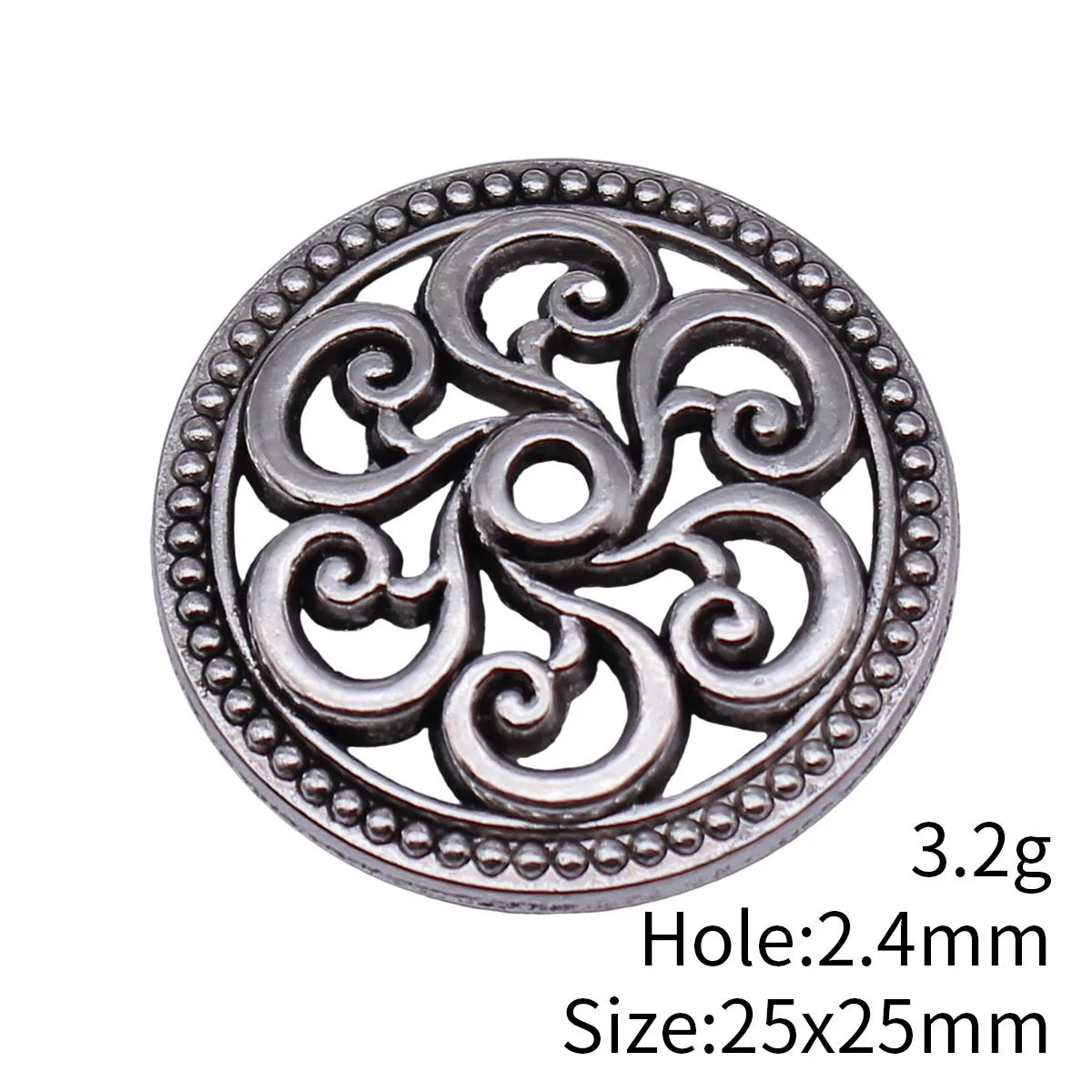 25x25mm 3.2g Antique Silver Zinc Alloy Openwork Floral Round Disc Hollow Bead Caps for DIY Jewelry Findings