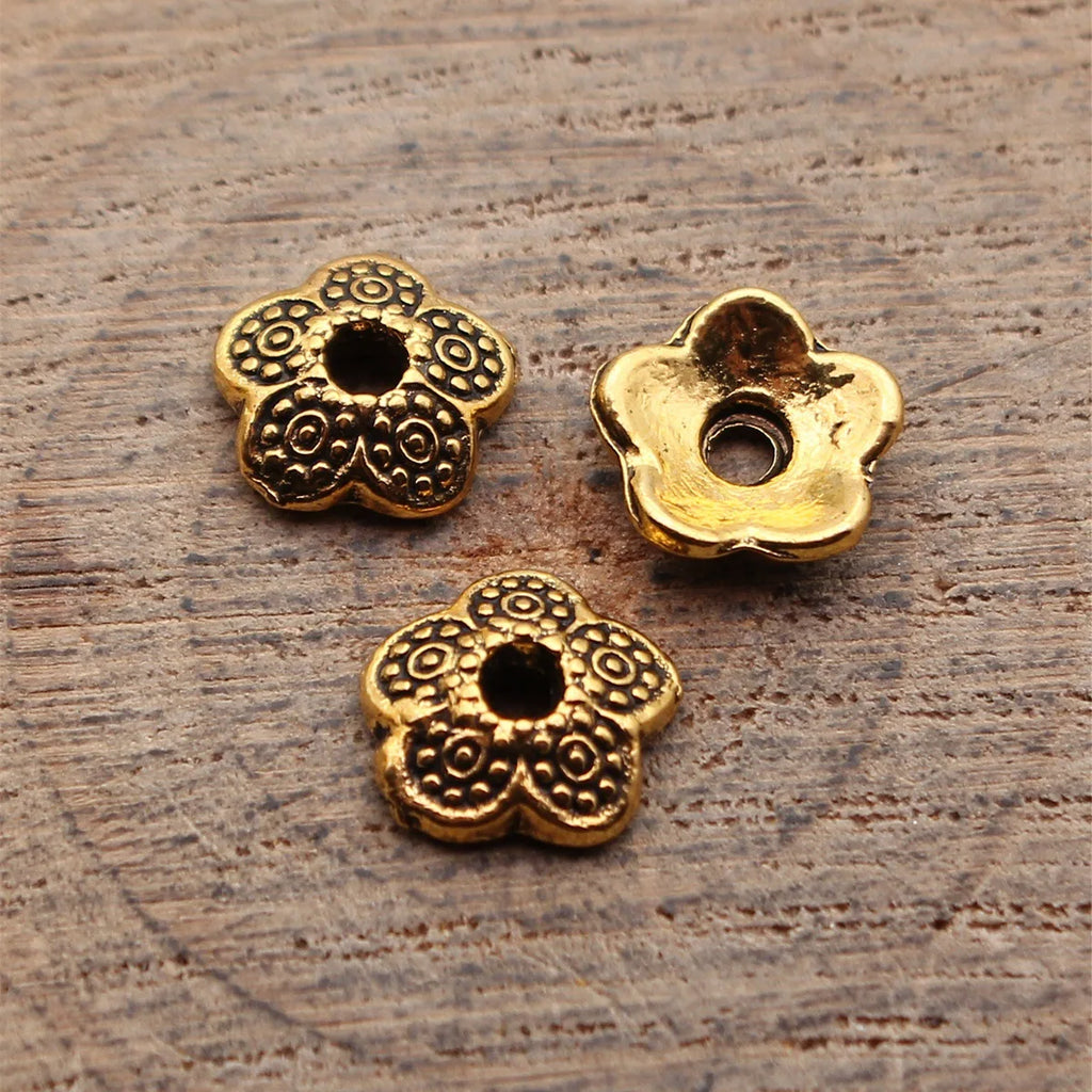 8.9x8.9x2.9mm 0.47g Multicolor Zinc Alloy Flower Bead Caps Jewelry Findings for DIY Earring Bracelet Making