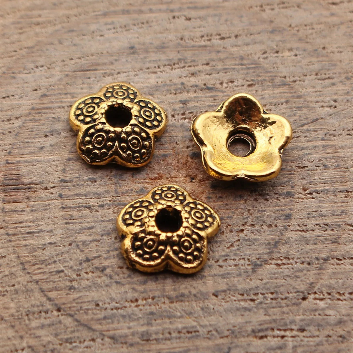 8.9x8.9x2.9mm 0.47g Multicolor Zinc Alloy Flower Bead Caps Jewelry Findings for DIY Earring Bracelet Making