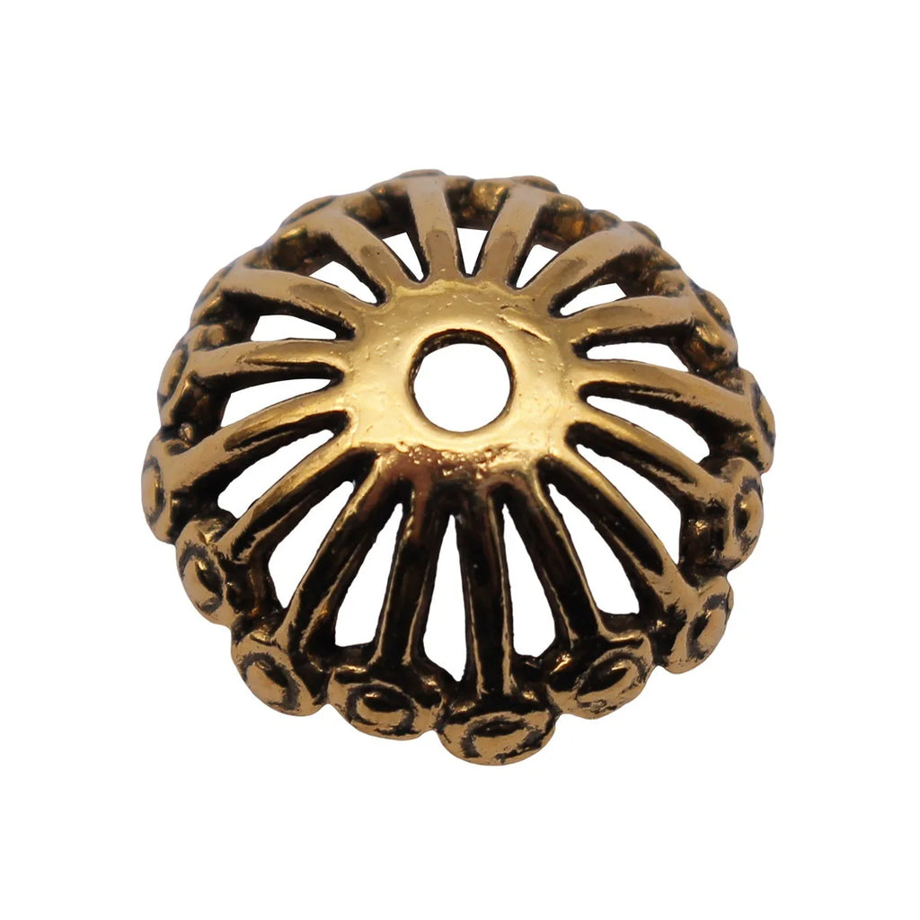 19x19x7.1mm 2.3g Antique Gold Tone Zinc Alloy Hollow Flower Bead Cap for DIY Tassel Pendant Jewelry