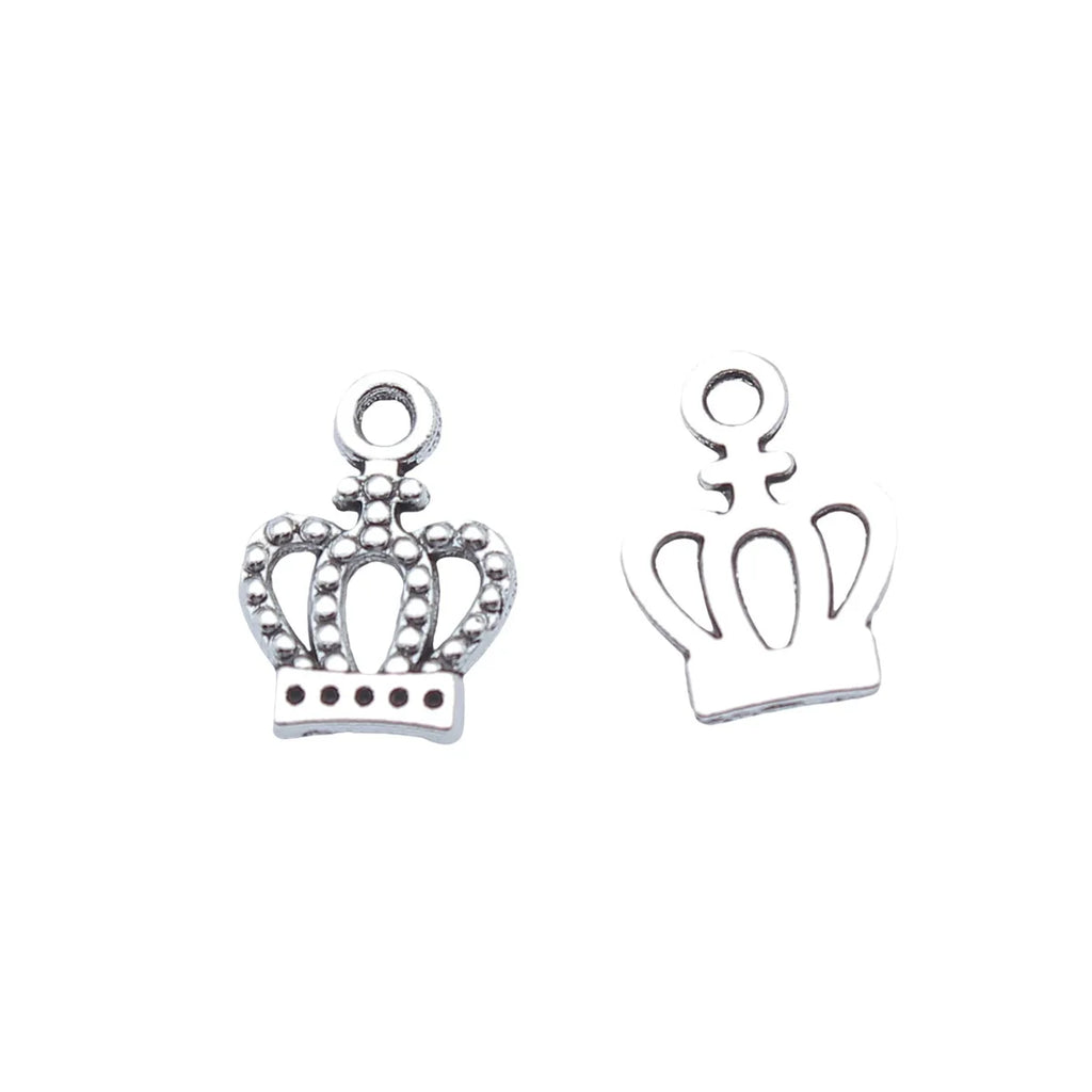 14x10mm 0.45g Antique Silver Zinc Alloy Crown Charm Pendant for DIY Necklace Bracelet Jewelry