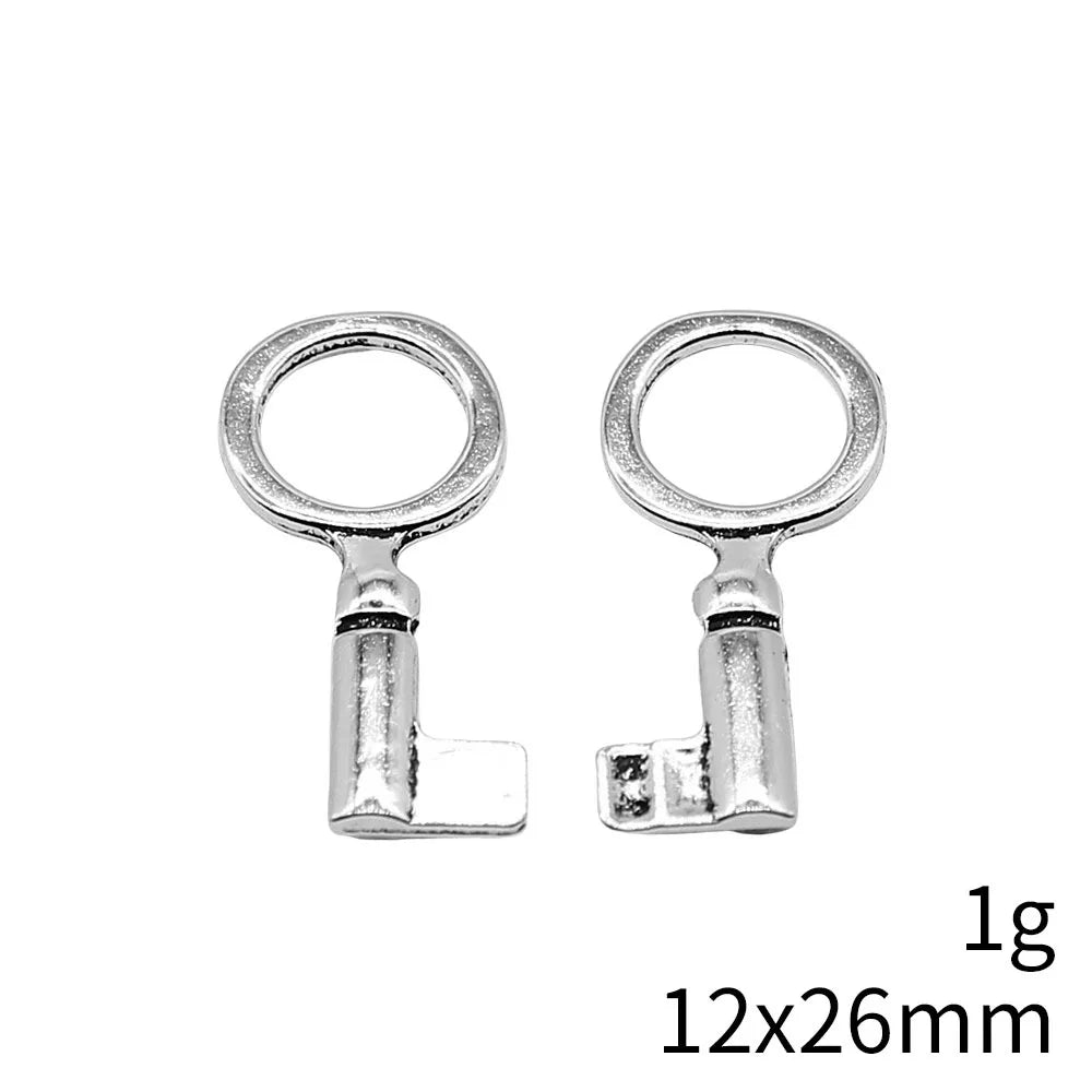12x26mm 1g Antique Silver Zinc Alloy Key Charm Pendant for DIY Necklace Bracelet Jewelry Making