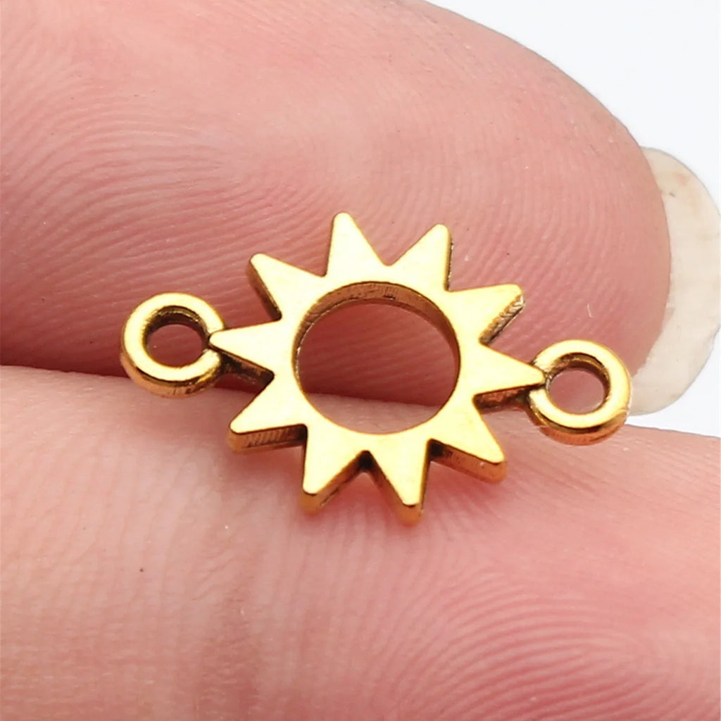 17x11mm 0.62g Antique Gold Zinc Alloy Sun Connector Charm for DIY Bracelet Necklace Making