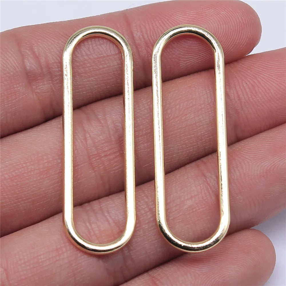 14x45mm 2.2g KC Gold Zinc Alloy Oval Ring Charm Pendant for DIY Necklace Bracelet Jewelry Making