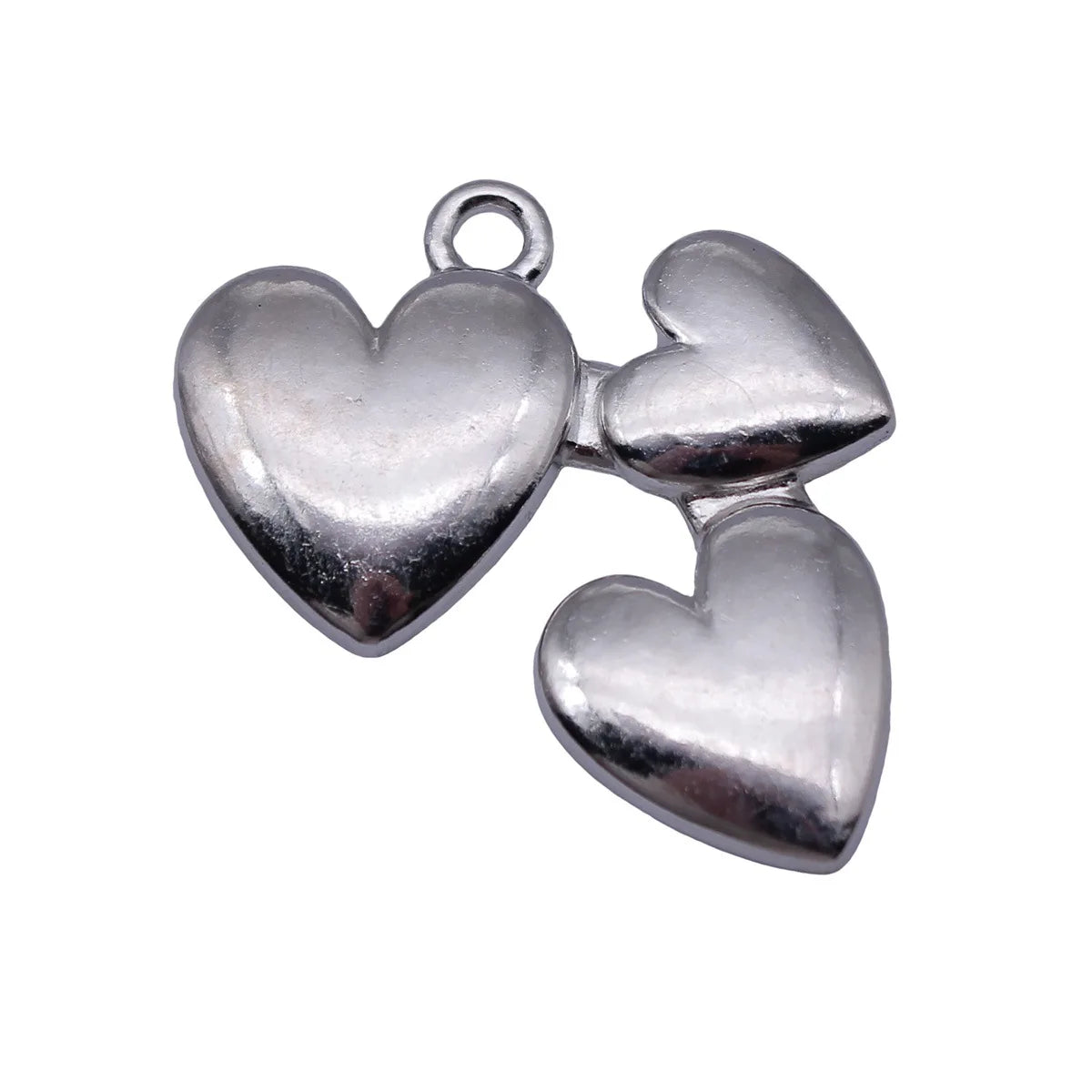 31x25mm 3.6g White K Color Zinc Alloy Three Heart Charm Pendant for DIY Necklace Bracelet Jewelry