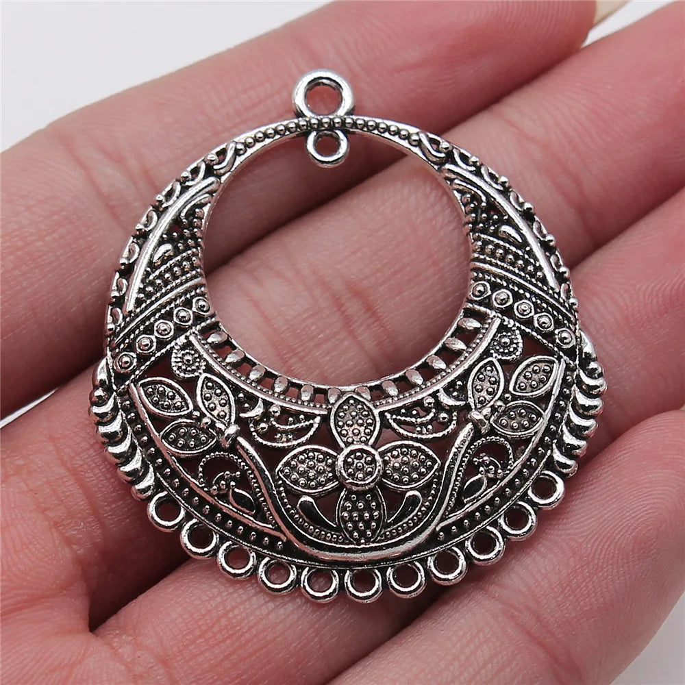 42x46mm 6g Multicolor Zinc Alloy Openwork Geometric Earring Connector Charm for DIY Earrings