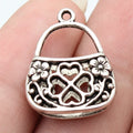 24x19mm 2.8g Antique Silver Zinc Alloy Four Leaf Clover Bag charm pendant for DIY jewelry making