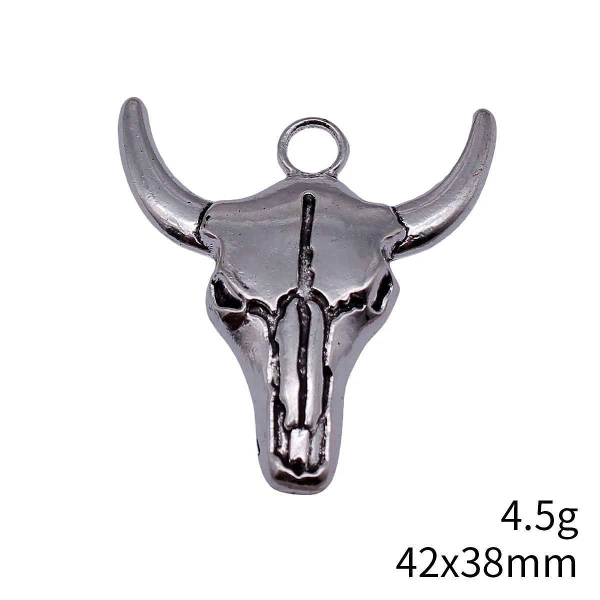 42x38mm 4.5g Multicolor Zinc Alloy Bull Skull Bull Head Charm Pendant for DIY Necklace Keychain Jewelry Making