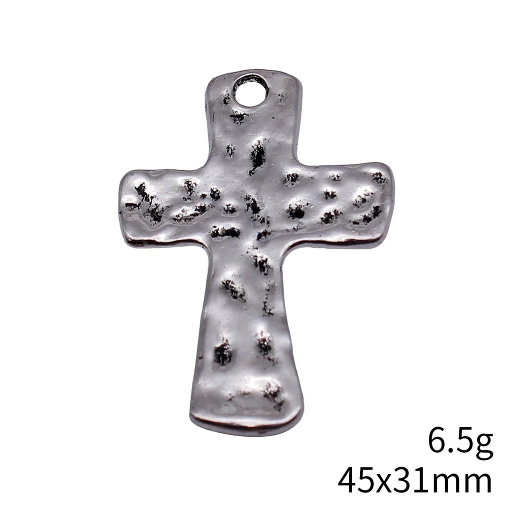 45x31mm 6.5g Multicolor Zinc Alloy Hammered Cross Charm Pendant for DIY Necklace Bracelet Jewelry Making