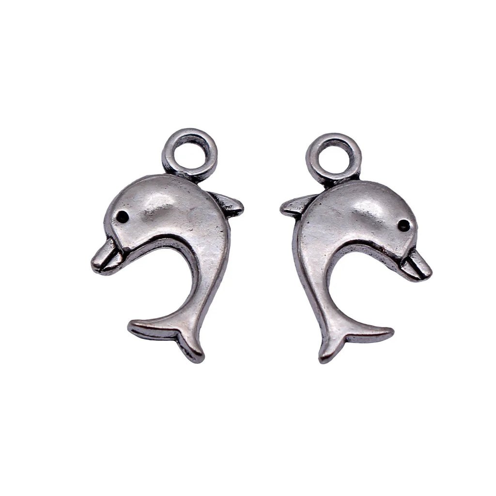 15x9mm 0.82g Antique Silver Zinc Alloy Dolphin Charm Pendant for DIY Bracelet Necklace Jewelry Making