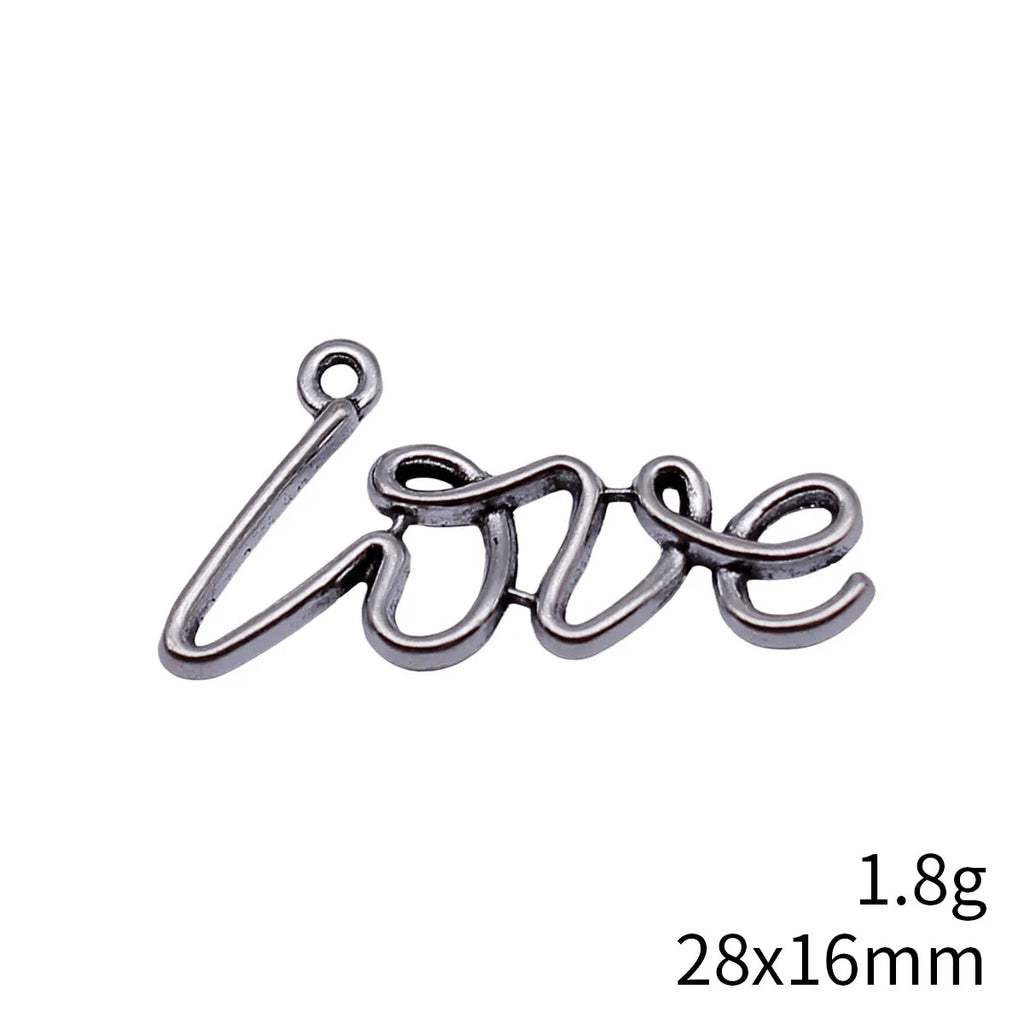 28x16mm 1.8g Antique Silver Zinc Alloy LOVE Letter Charm Pendant for DIY Necklace Bracelet
